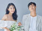 纯色背景，经典韩式婚纱照，唯美大气