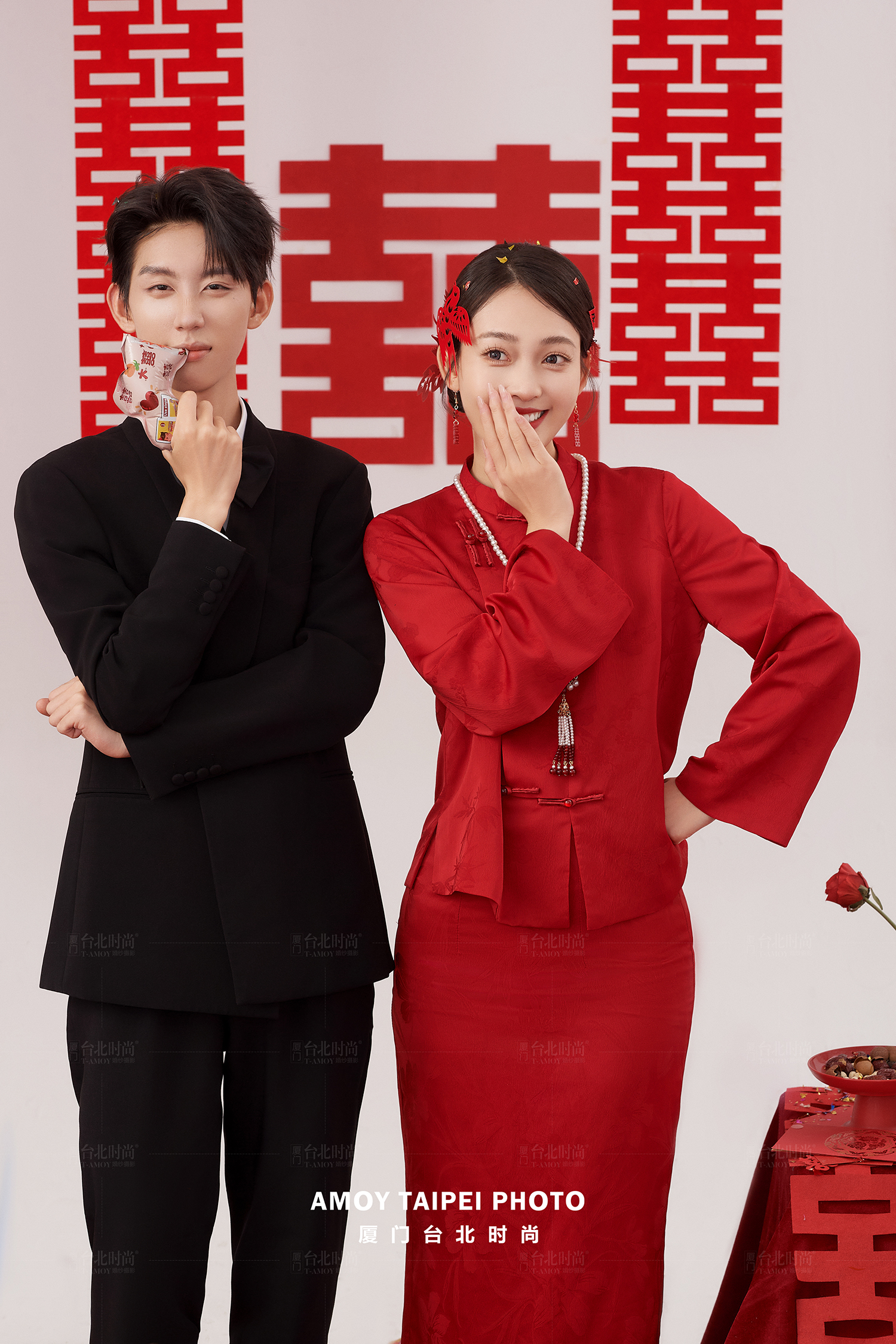 甜蜜感❣拉满的中式喜庆氛围婚纱照