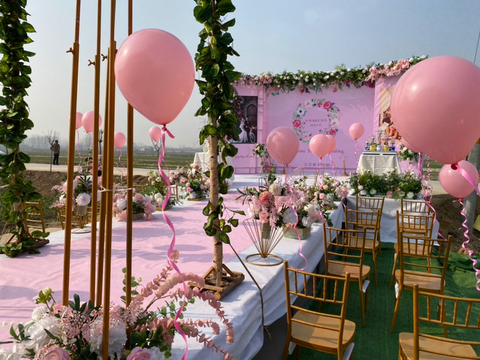 粉色唯美户外草坪主题婚礼