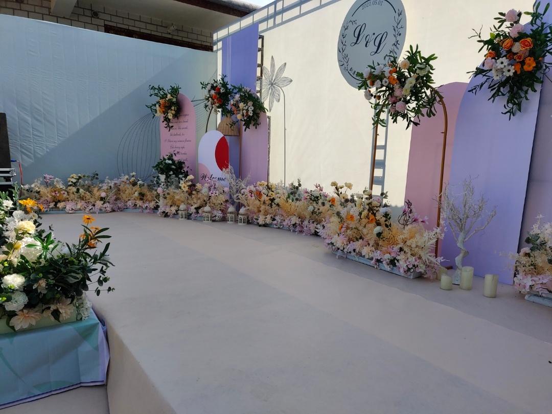 香槟色，庭院，小清新婚礼现场