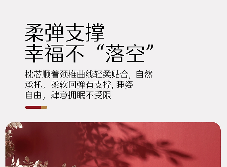 【水星家纺】 40S全棉柞蚕丝复合囍嫁纳福抗菌蚕丝纤柔对枕