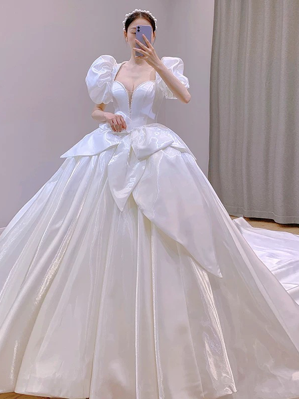 【喜礼·设计师款】法式缎面泡泡袖