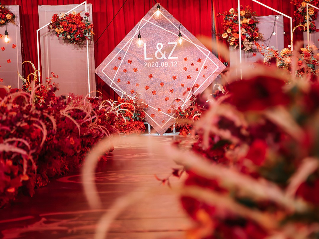 紅金色主題婚禮實(shí)拍婚禮現(xiàn)場