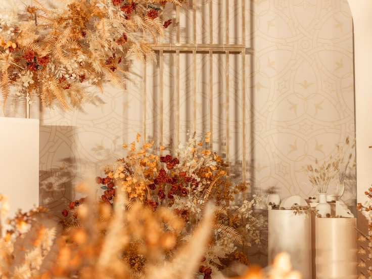 香槟色简约婚礼现场               