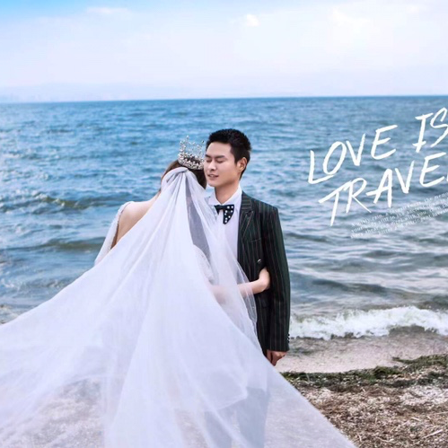苍山洱海婚纱照客片海鸥作伴倾听我们的爱情故事