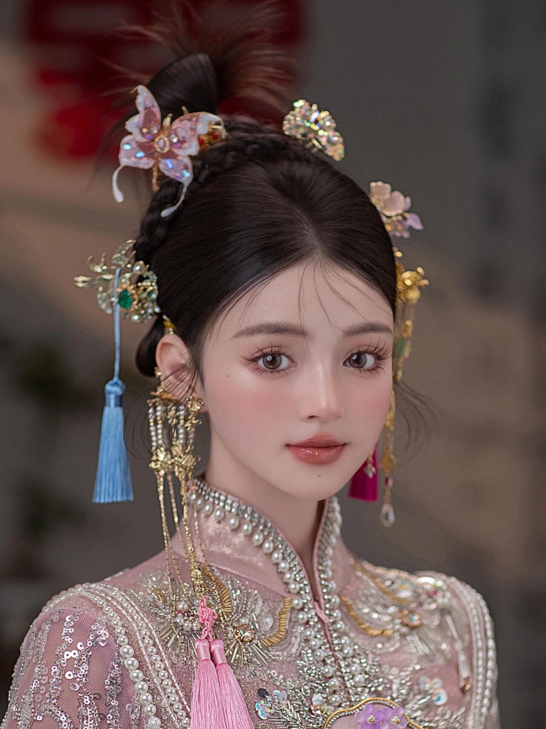 粉嫩嫩的秀禾造型