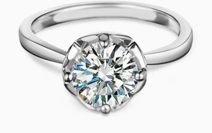 银杏叶舞圆钻婚戒显钻设计戒指进口钻石