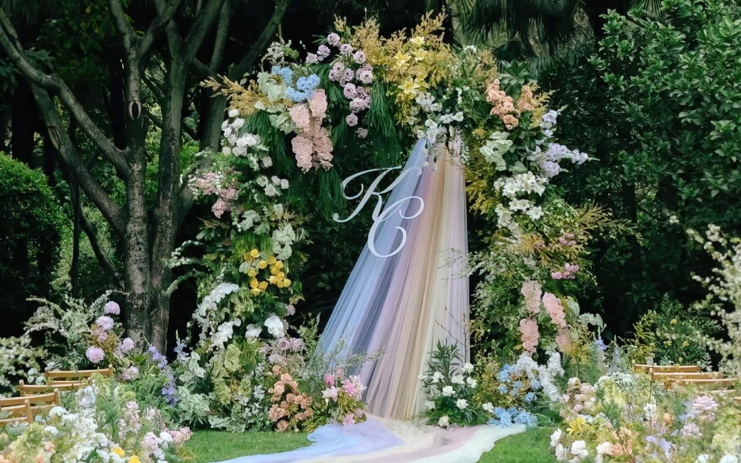 森系野生自然白绿.粉婚礼