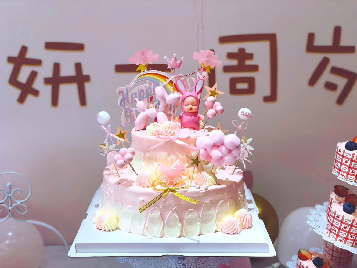 周岁生日派对甜品台粉色系列