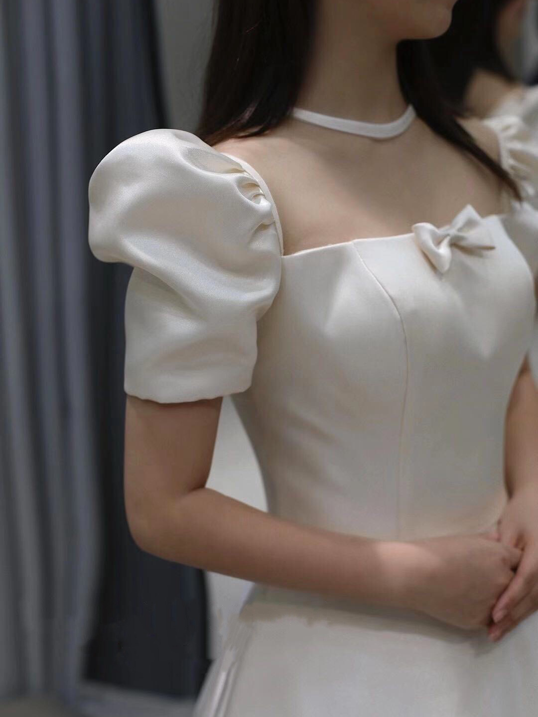 【辛迪·礼服】米色优雅缎面礼服