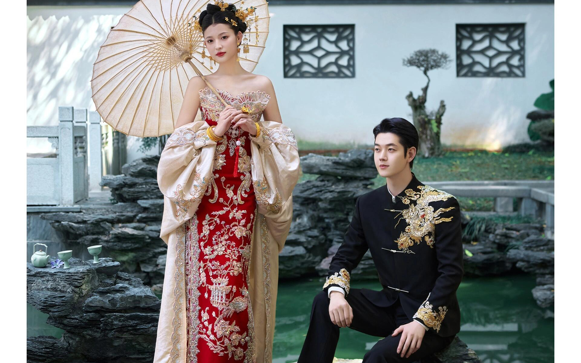 新中式园林婚纱照