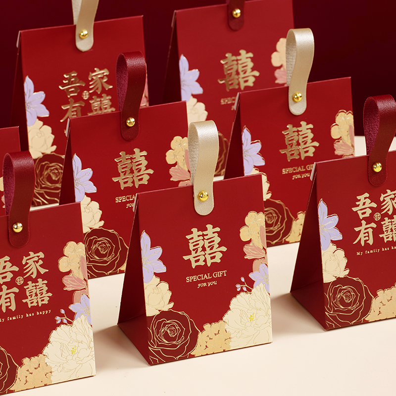 【50个】吾家有喜花艺烫金糖盒