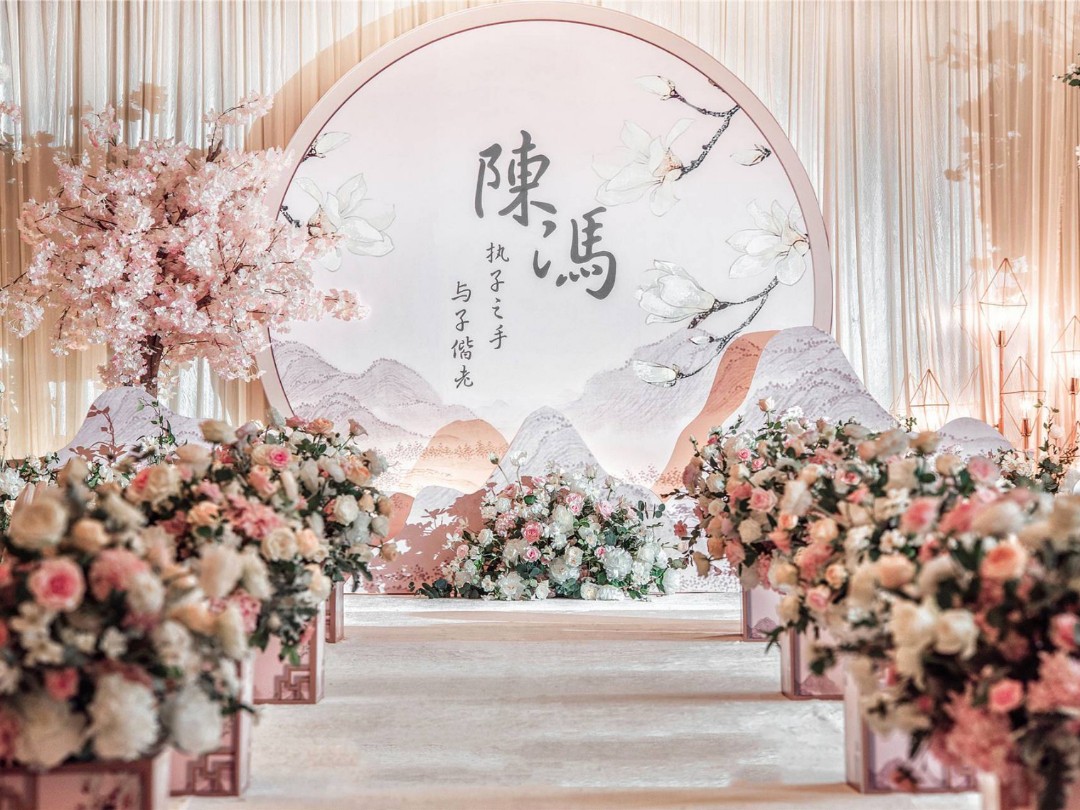 2020运城罗漫婚礼粉色中式婚礼