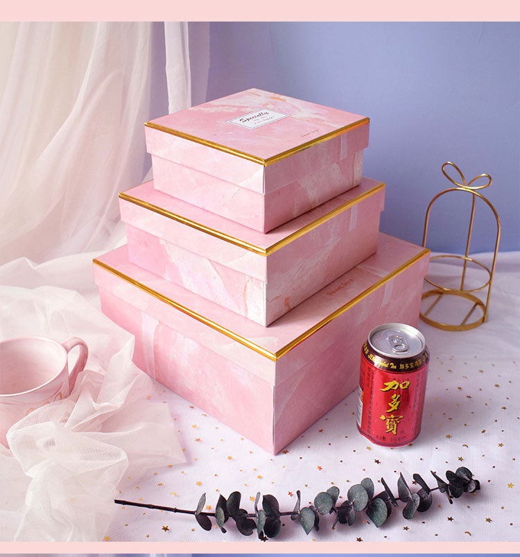 正方形大理石紋禮盒520送男女友生日禮物包裝盒婚慶伴手禮盒