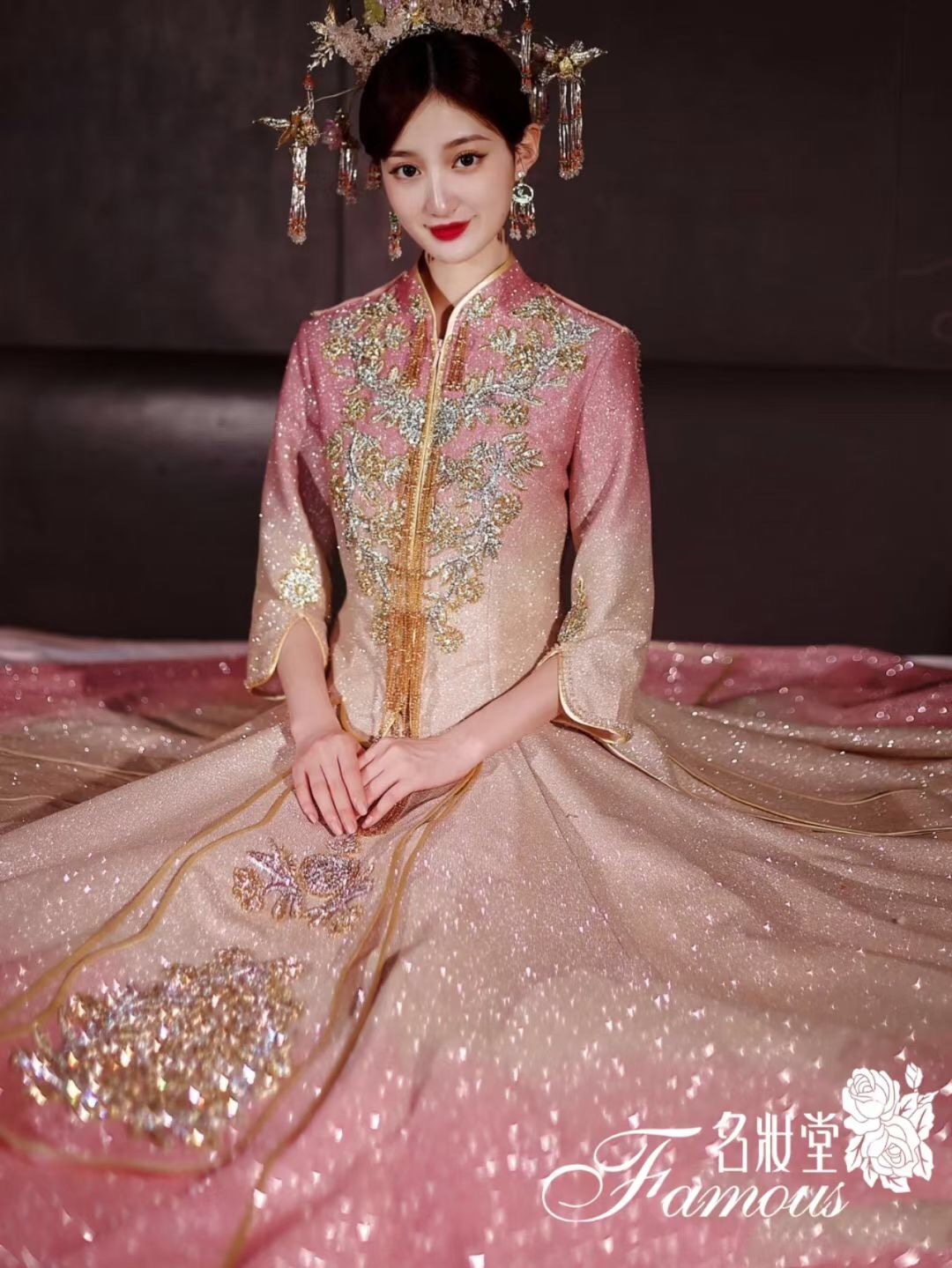 【合欢】粉色马来褂