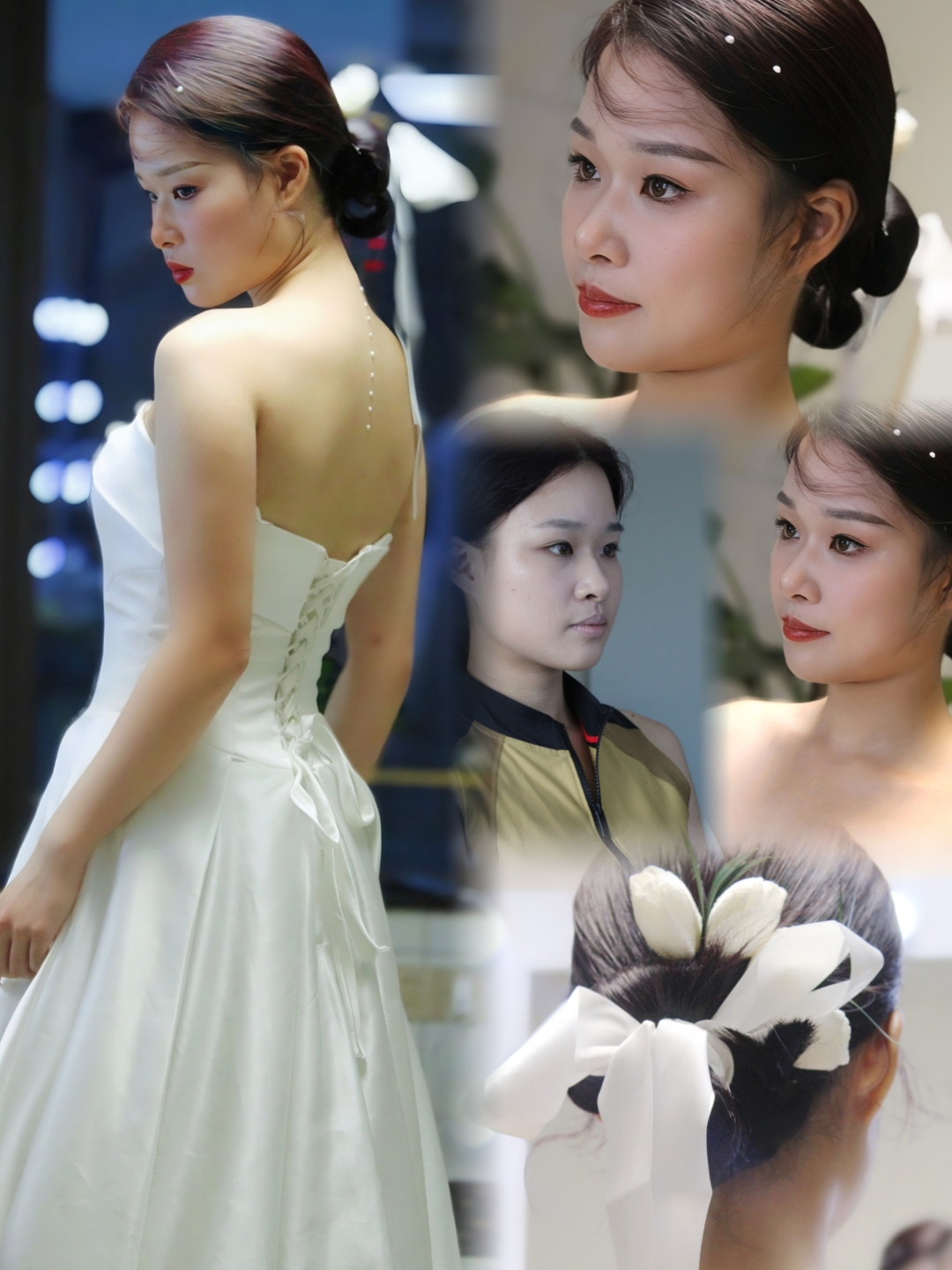 缎面婚纱郁金香简洁妆发