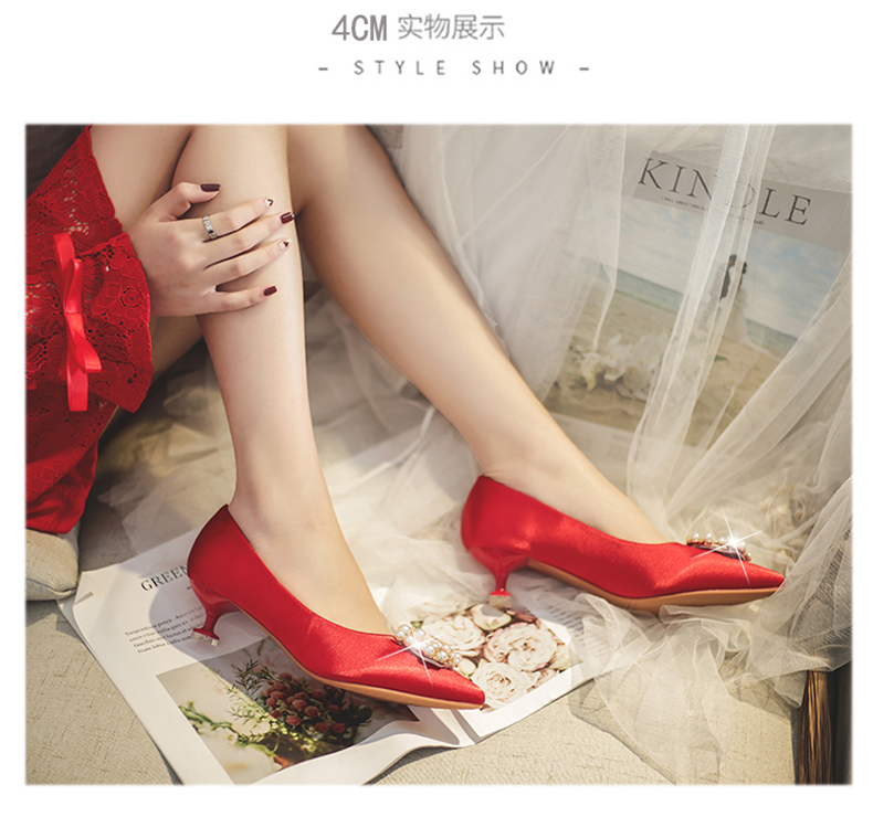 婚鞋紅色細(xì)跟新娘鞋2025年新款平時可穿高跟鞋婚紗結(jié)婚敬酒紅秀禾