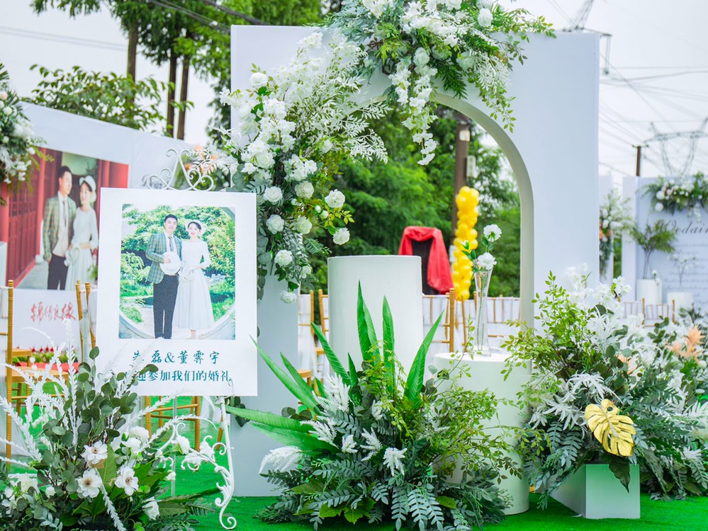 马山蔡桥村奶白色清新户外婚礼