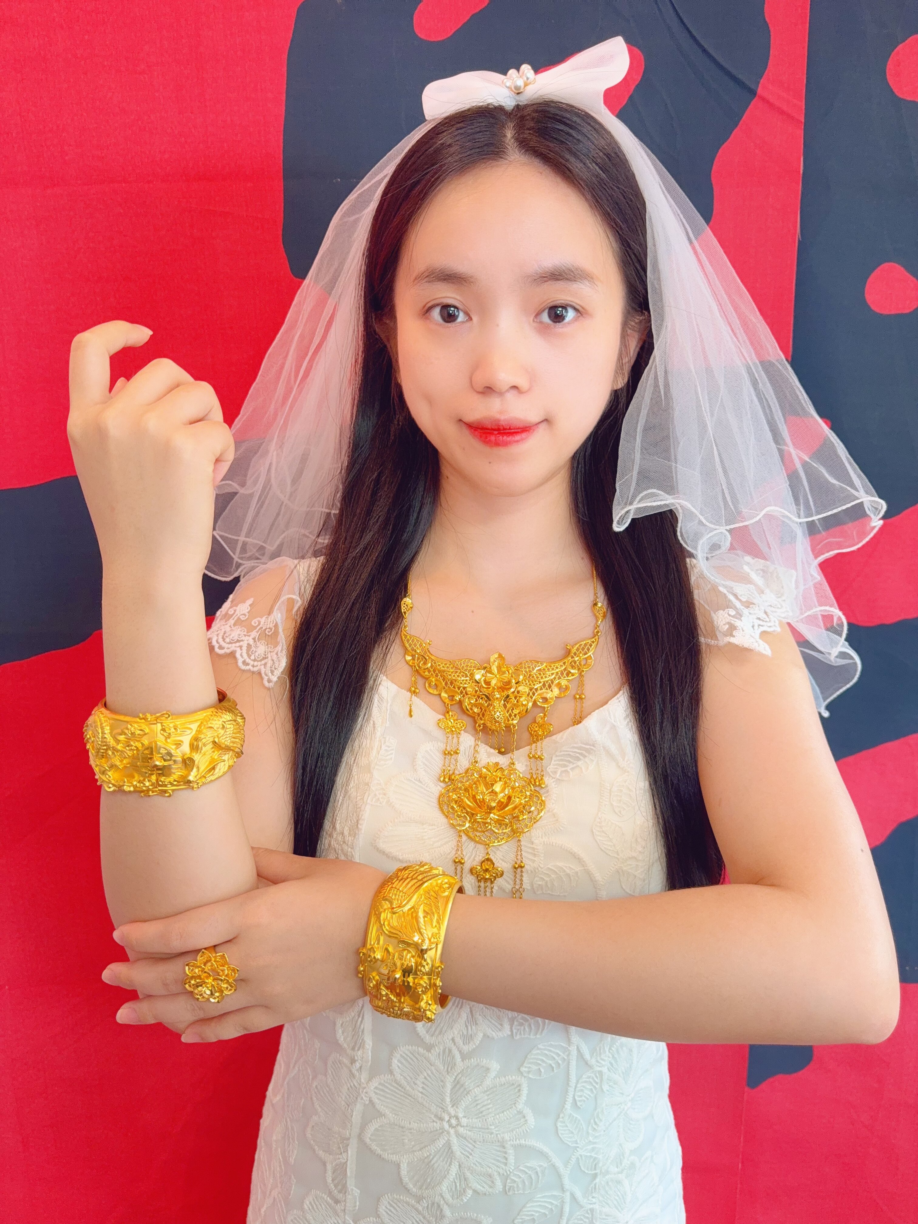 婚嫁首飾套裝 硬金項(xiàng)鏈+手鐲