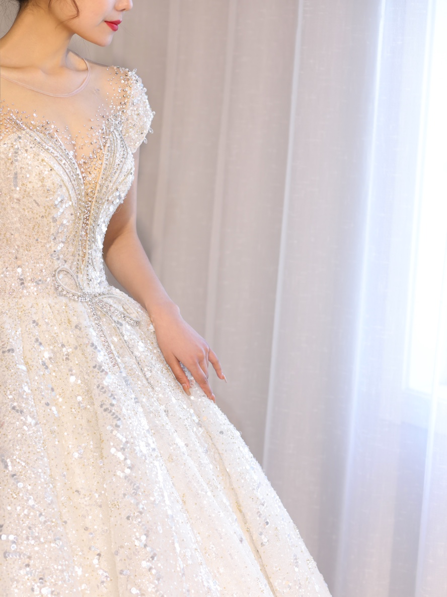 【杨超越同款】豪华水晶大拖尾婚纱