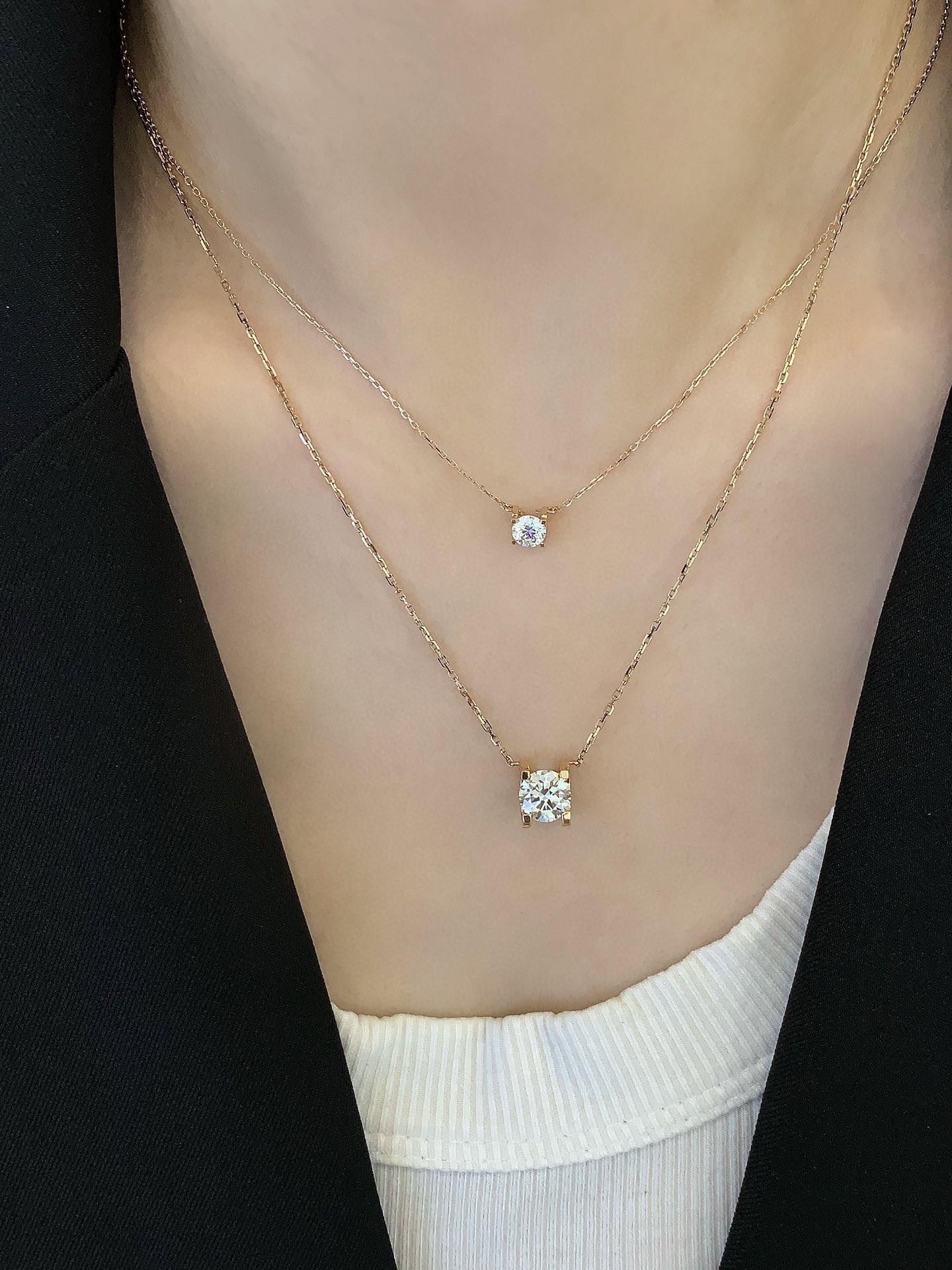 18k金培育钻牛头项链主石：1.08ct