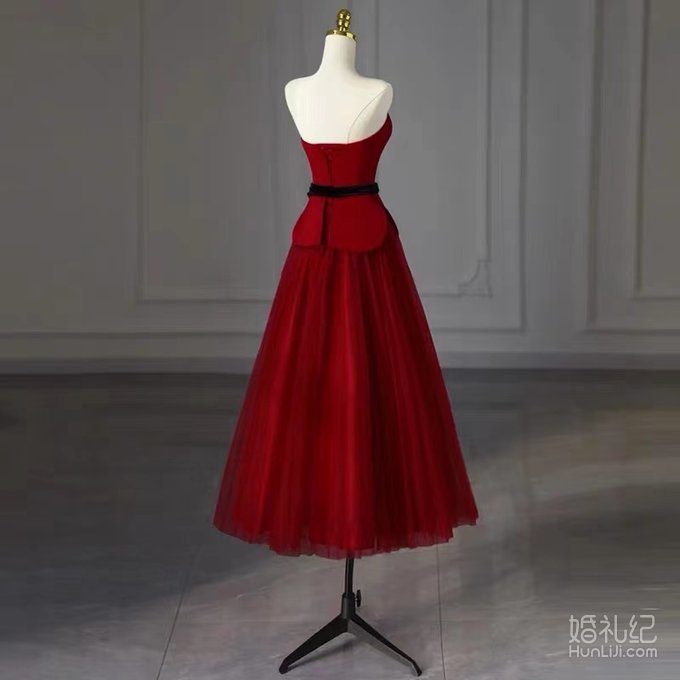 复古抹胸小个子敬酒服
