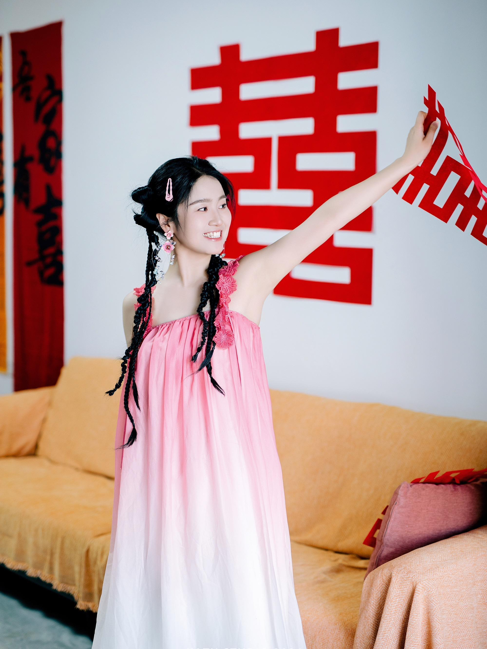 粉色多巴胺晨袍