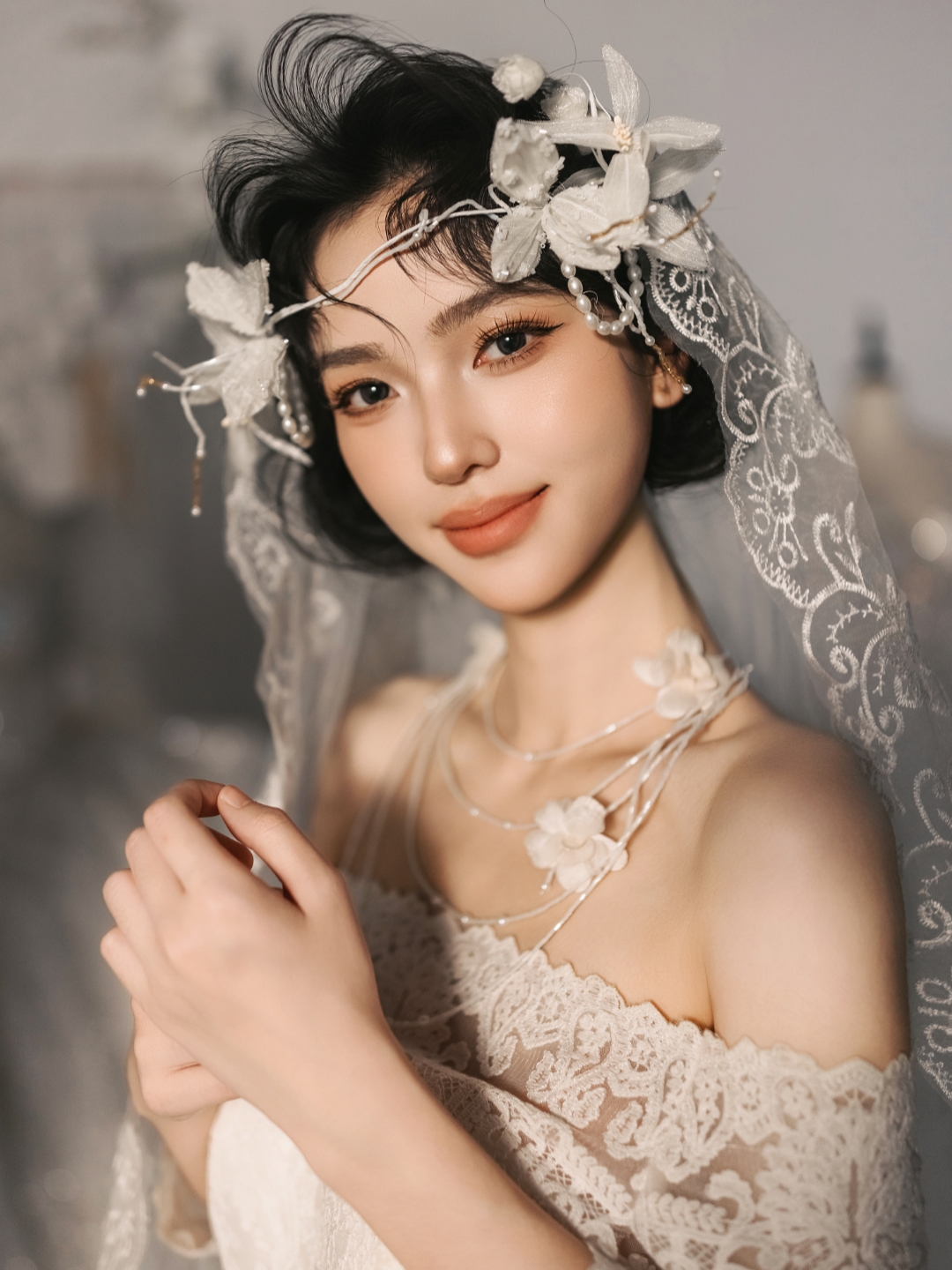 法式复古婚纱妆造