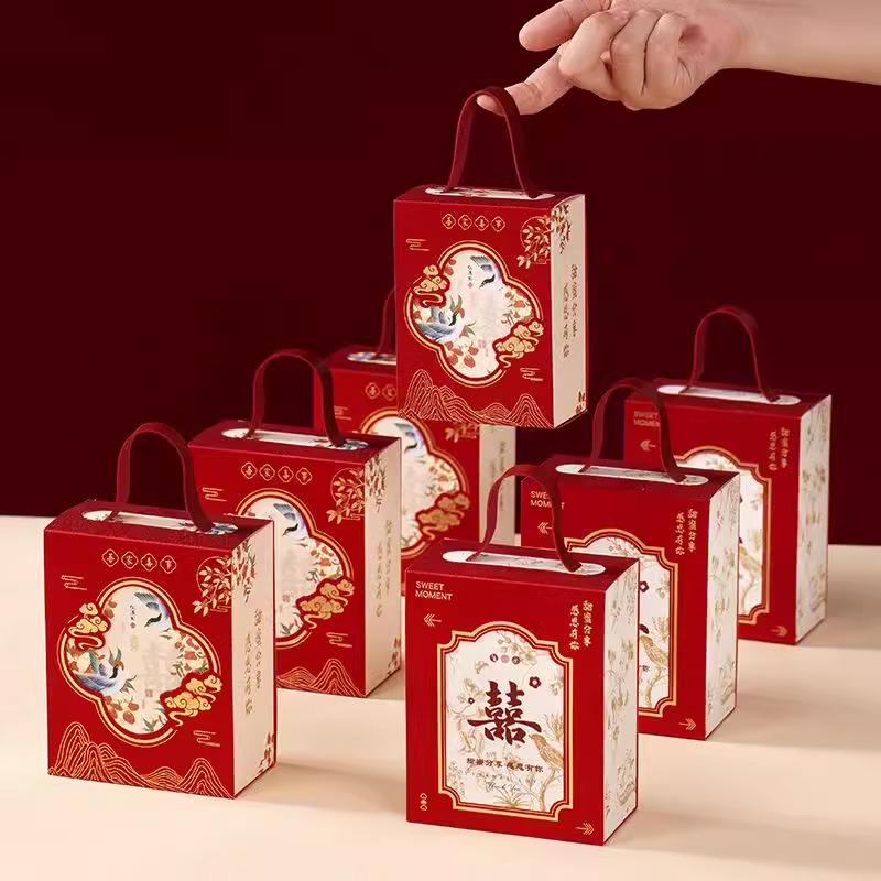 【婚慶新款】中式國風(fēng)紅色喜糖盒