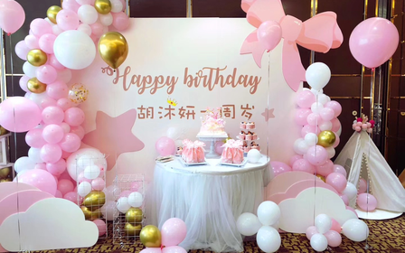周岁生日派对甜品台粉色系列