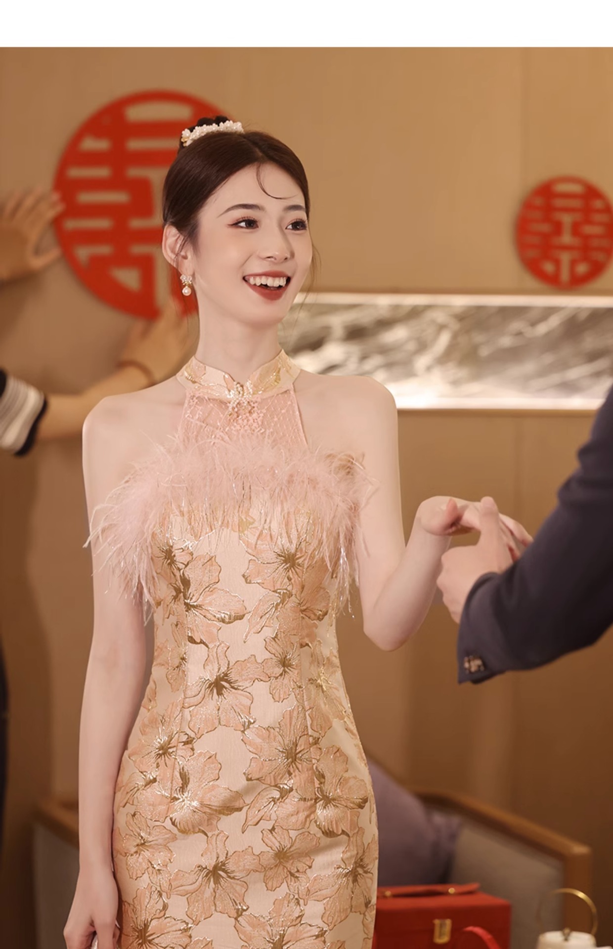 新中式敬酒服新娘高级感旗袍订婚礼服连衣裙粉色晨袍2024新款轻奢