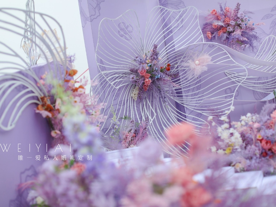 莫奈花园｜油画风紫色系户外婚礼