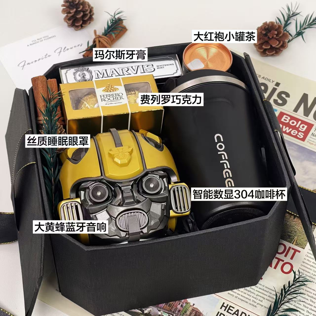 送伴郎黑色八角禮盒伴手禮高級禮盒