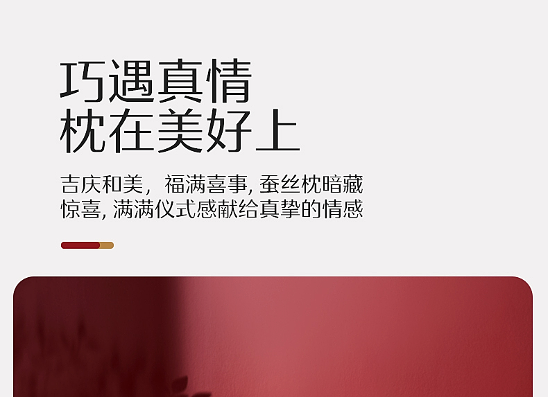 【水星家纺】 40S全棉柞蚕丝复合囍嫁纳福抗菌蚕丝纤柔对枕
