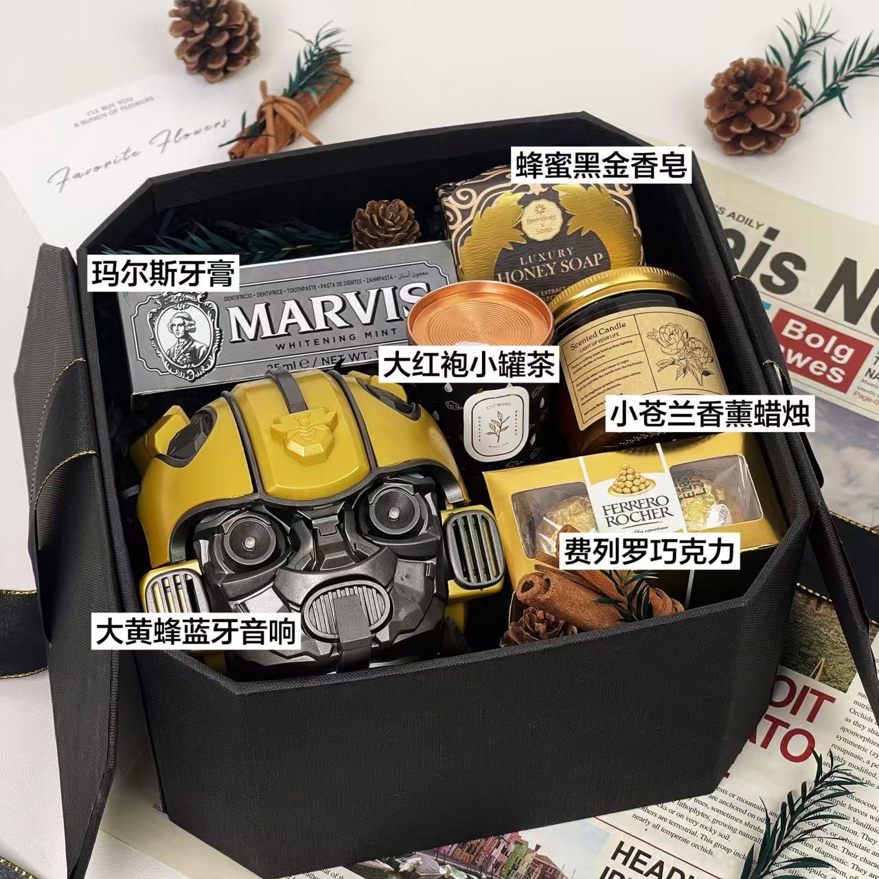 送伴郎黑色八角禮盒伴手禮高級禮盒