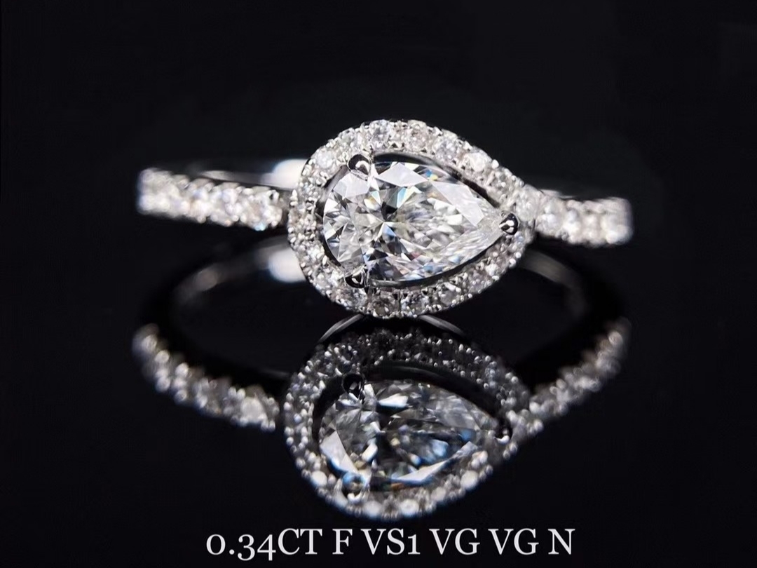 千禧钻石订制30分创意水滴形婚戒