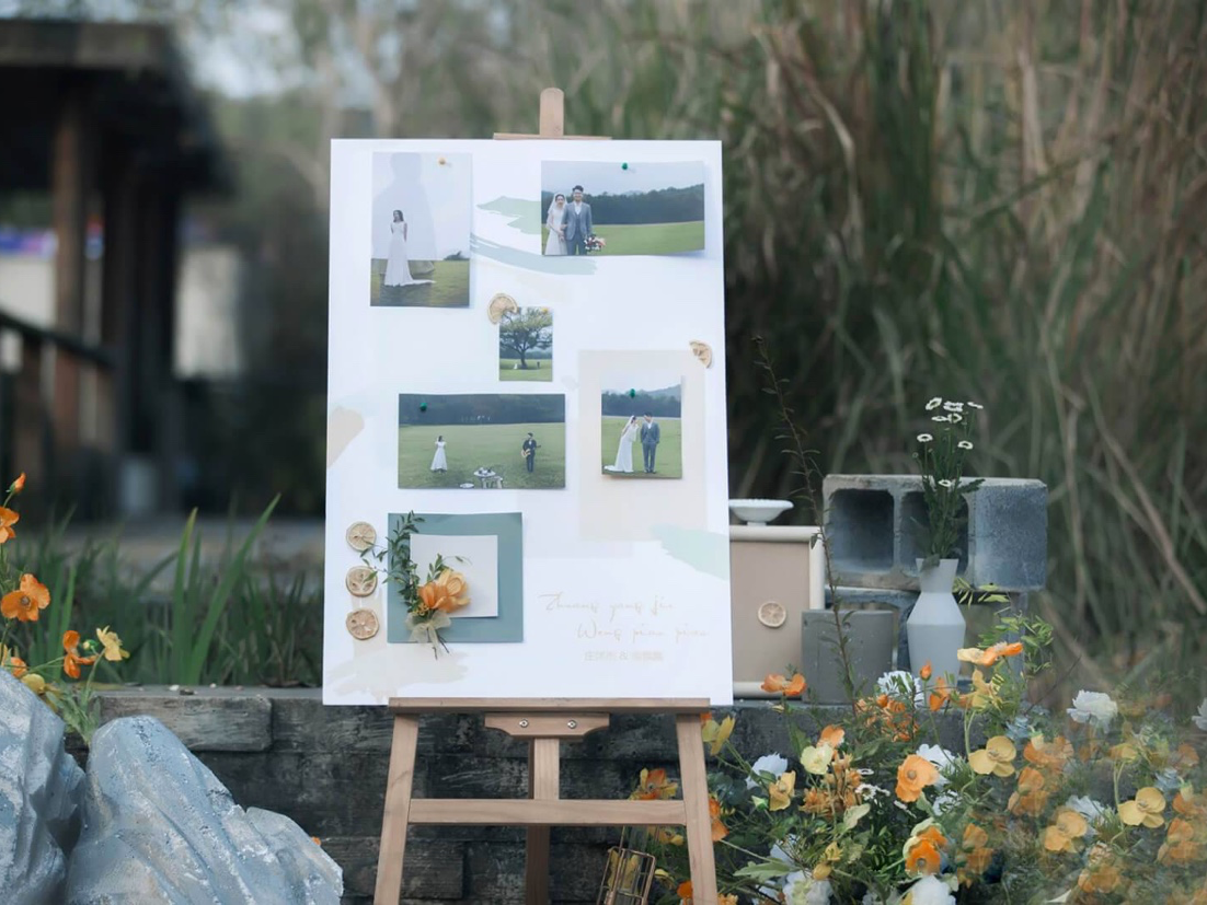 户外白绿色个性定制高级假山草坪庭院婚礼