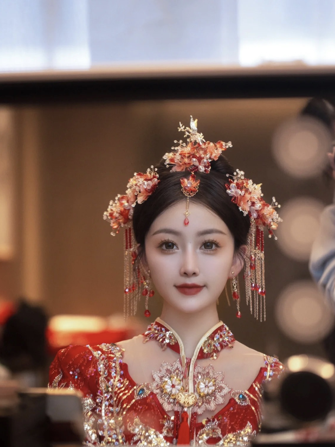 甜美元气红色秀禾造型|合肥跟妆