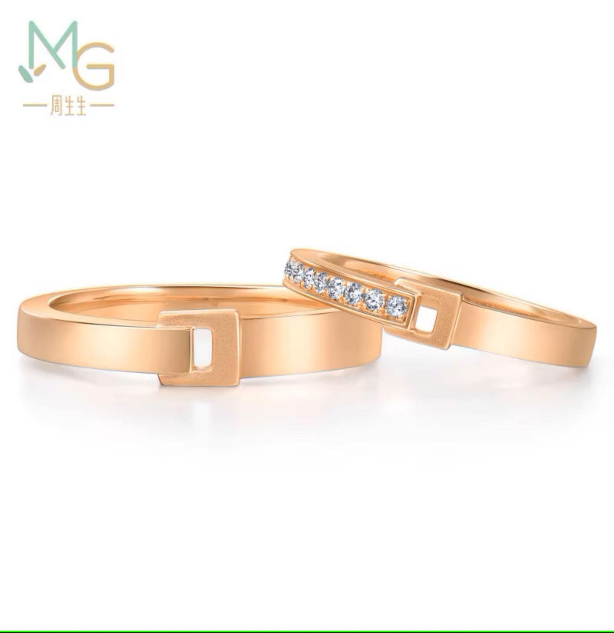 [爱情密语]18K玫瑰金排钻钻石戒指情侣对戒