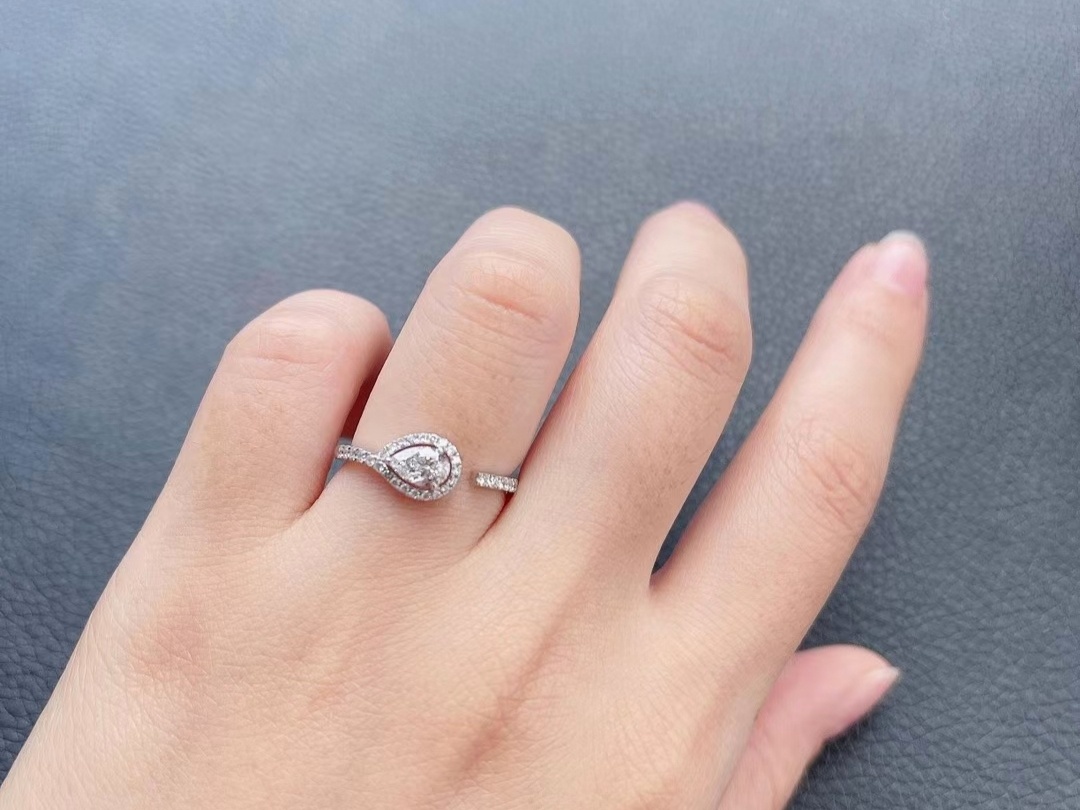 千禧钻石订制30分创意水滴形婚戒