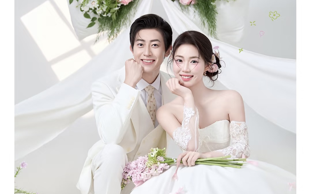 好喜歡這組室內(nèi)韓式婚紗照，真的是太甜了 