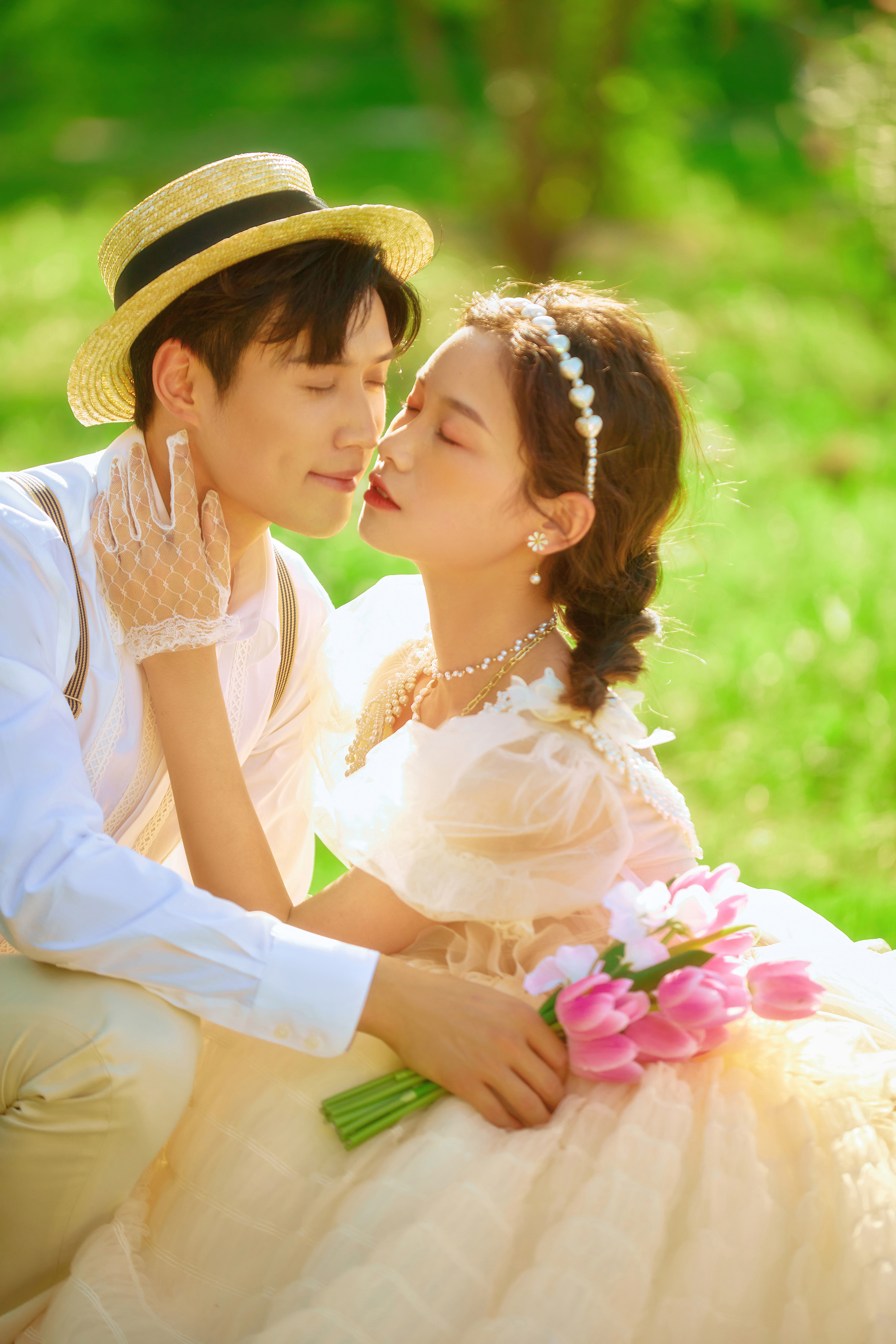 夏天一定要拍的奶油色清新治愈森系婚纱照