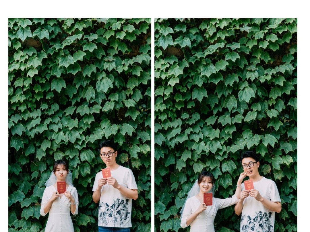 结婚领证新娘＋新郎两人妆容造型提供头纱