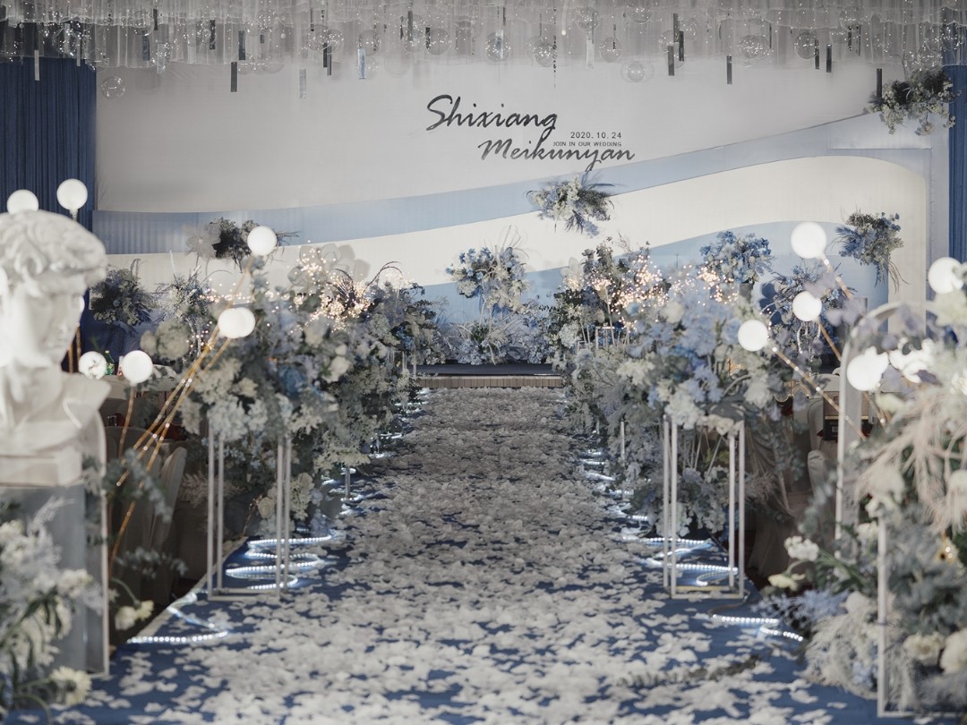 莫兰迪雾霾蓝婚礼 纯场布23800
