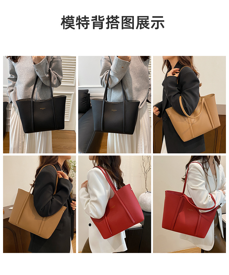 高级感大容量红色/黑色/卡其色托特包