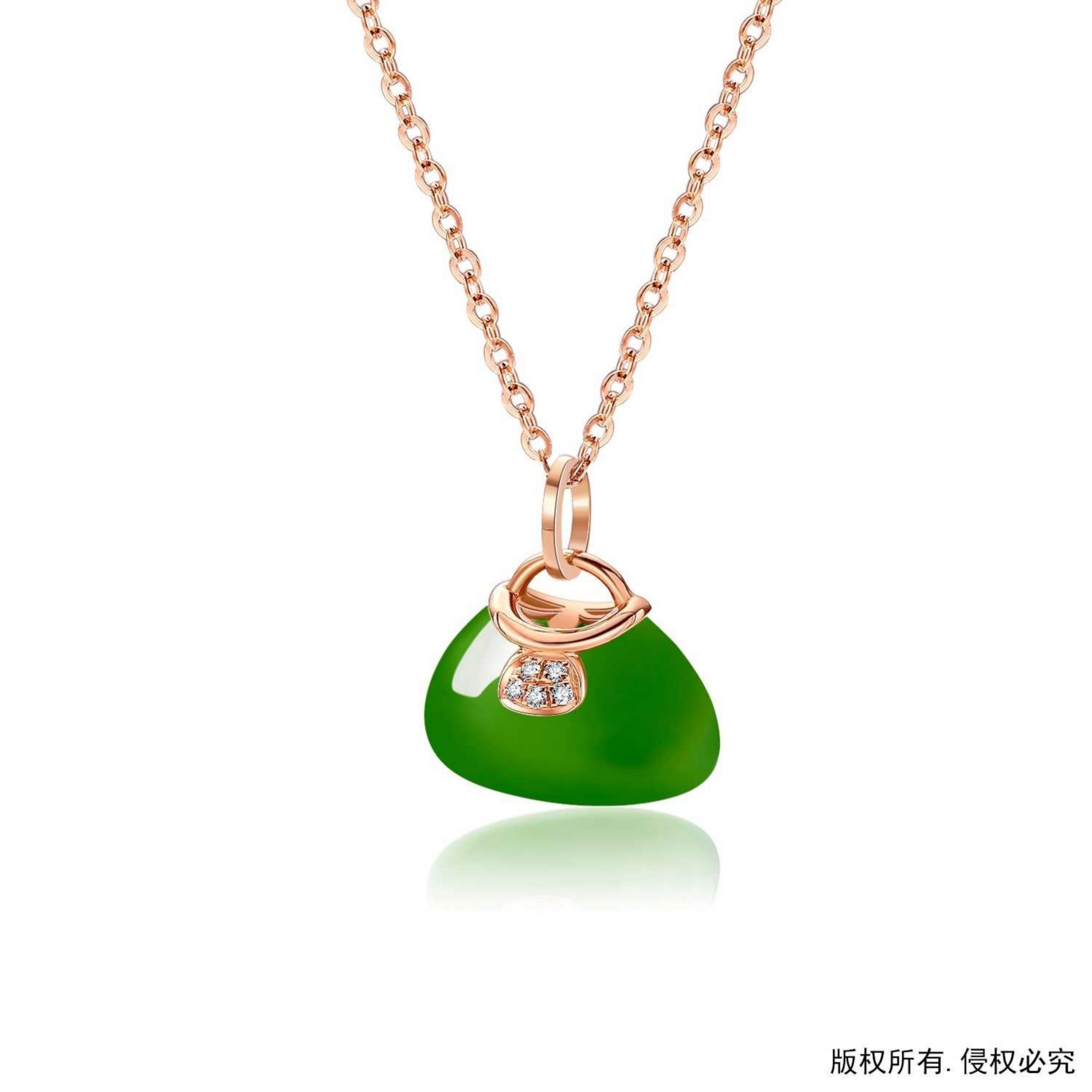  【鸿福】精品18K金镶玉
