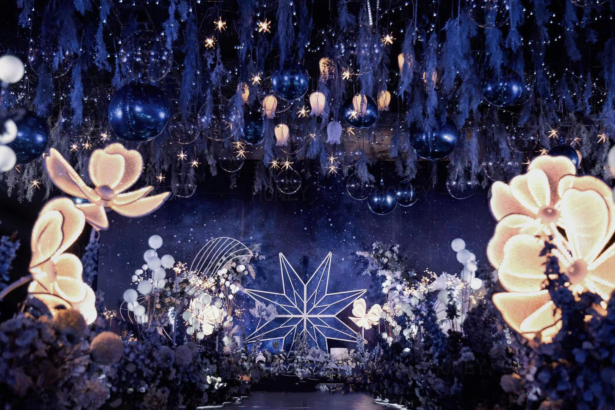 【哈尼实例】梦幻定制创意静谧深蓝色星空主题婚礼