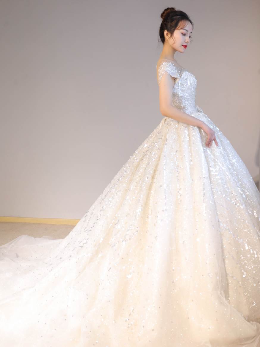 【杨超越同款】豪华水晶大拖尾婚纱