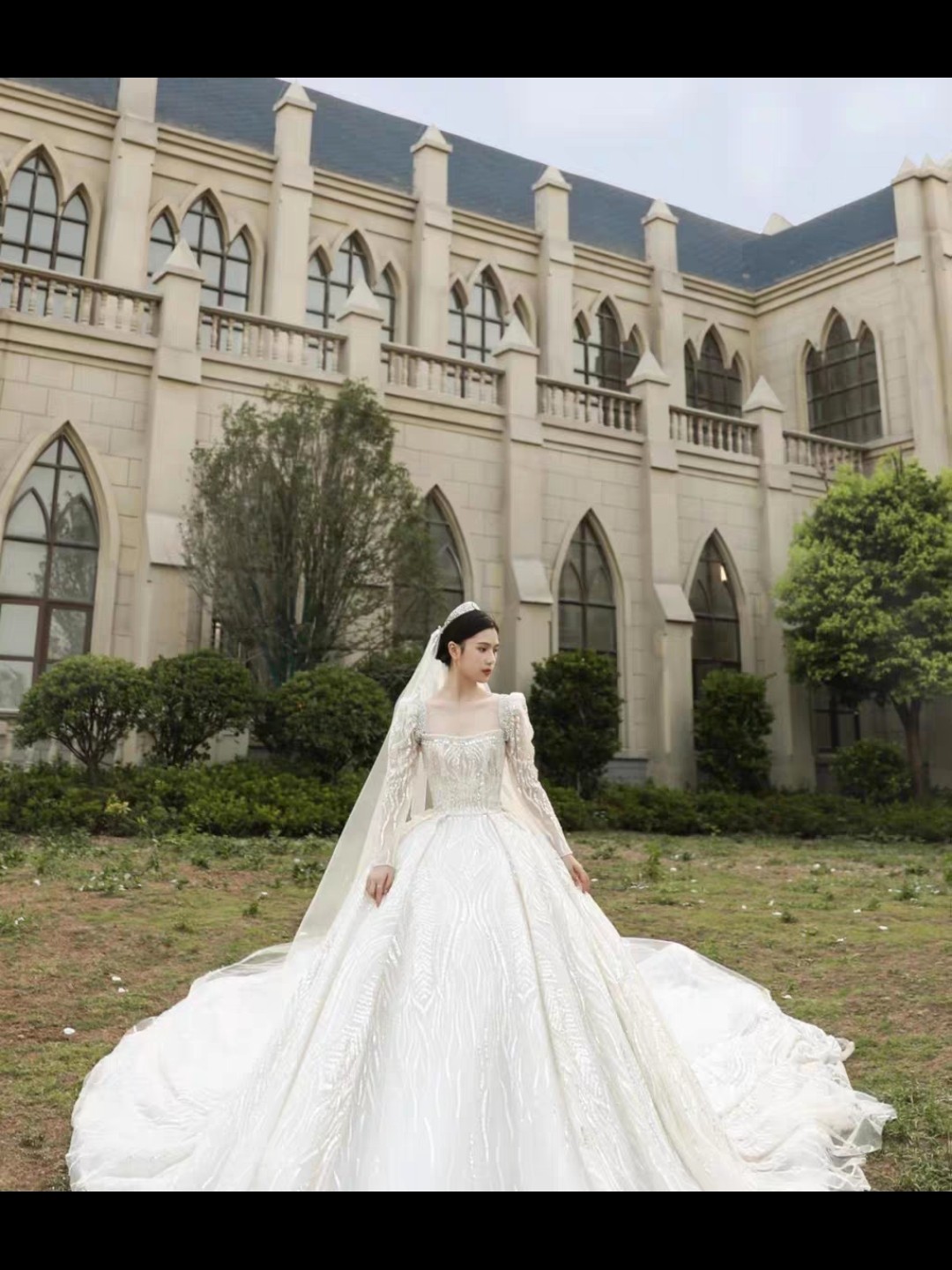 2020长袖星空闪带钻显白显瘦显高婚纱