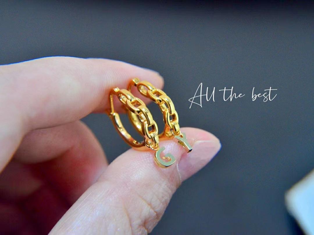 港风18K金字母耳扣